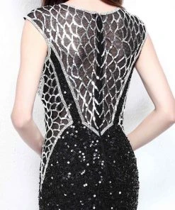 Formal Gowns Primavera Couture - 1584 Shimmering Illusion High Slit Evening Dress