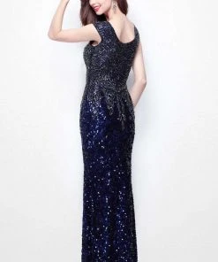 Primavera Couture - 1585 Illusion Scoop Neck Sheath Dress