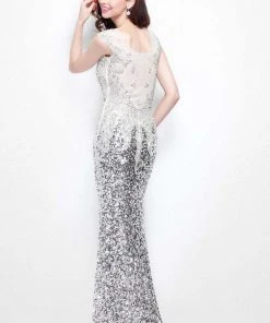 Primavera Couture - 1585 Illusion Scoop Neck Sheath Dress