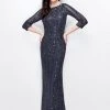 Primavera Couture - 1719 Sheer Quarter Sleeve Embellished Evening Gown - 1 Pc Charcoal In Size 2 Available Formal Gowns 1 Primavera Couture - 1719 Sheer Quarter Sleeve Embellished Evening Gown - 1 Pc Charcoal In Size 2 Available Formal Gowns