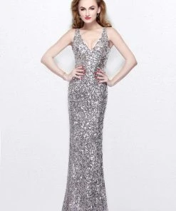 Formal Gowns Primavera Couture - 1764 Sleeveless Sequined V-Neck Gown