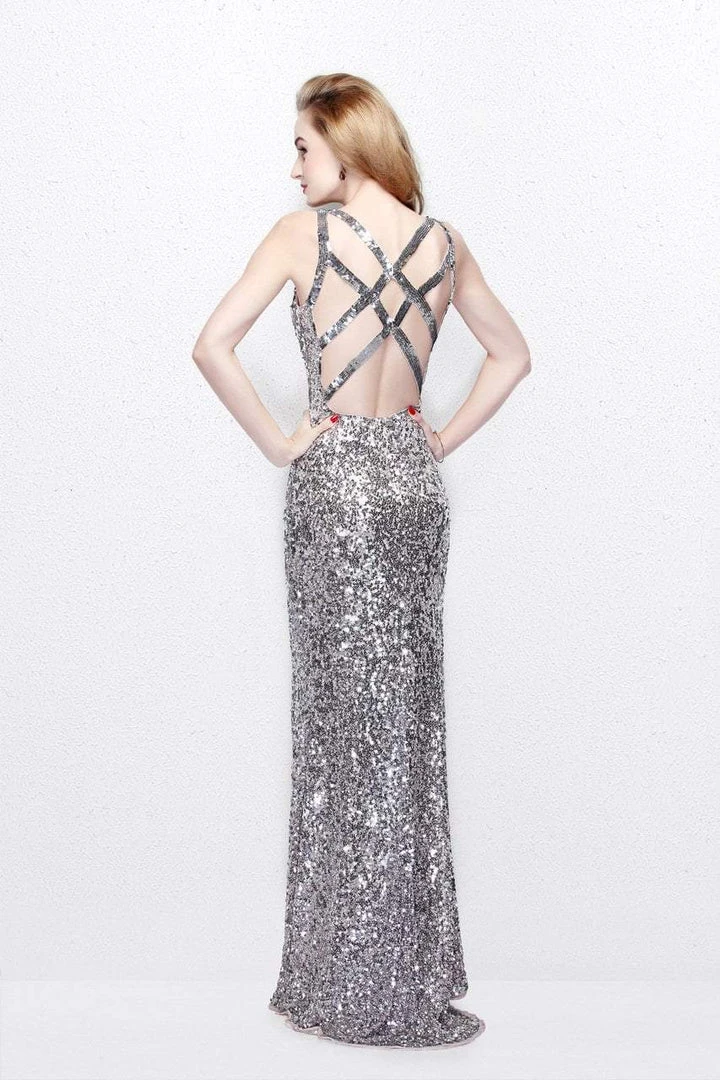 Formal Gowns Primavera Couture - 1764 Sleeveless Sequined V-Neck Gown 4 Formal Gowns Primavera Couture - 1764 Sleeveless Sequined V-Neck Gown