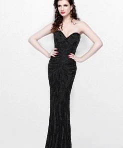 Formal Gowns Primavera Couture - 1837 Strapless Sweetheart Neckline Long Fitted Dress - 1 Pc Black In Size 2 Available