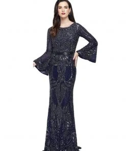 Primavera Couture - 1964 Bell Sleeve Cutout Sequined Gown