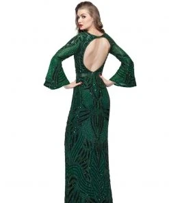 Primavera Couture - 1964 Bell Sleeve Cutout Sequined Gown