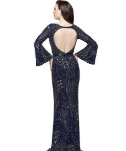 Primavera Couture - 1964 Bell Sleeve Cutout Sequined Gown