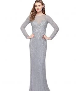 Formal Gowns Primavera Couture - 1966 Adorned Illusion Long Sleeve Gown