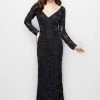Primavera Couture - 1971 Embellished Long Beaded V-Neck Evening Dress Formal Gowns