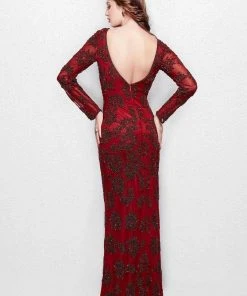 Primavera Couture - 1971 Embellished Long Beaded V-Neck Evening Dress Formal Gowns