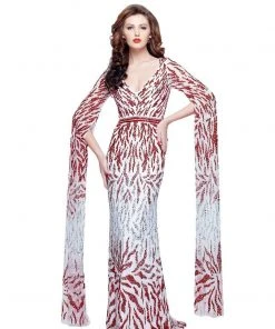 Primavera Couture - 1988 Full-Length Poet Sleeves Sheath Gown Formal Gowns