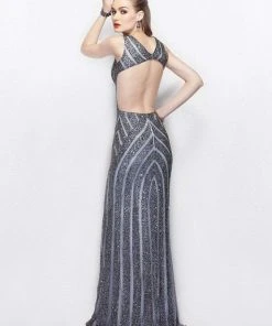 Primavera Couture - 1994 Bedazzled V-neck Sheath Dress