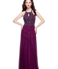 Primavera Couture - 3005 Bedazzled Halter Sheath Dress Formal Gowns
