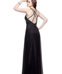 Primavera Couture - 3005 Bedazzled Halter Sheath Dress Formal Gowns