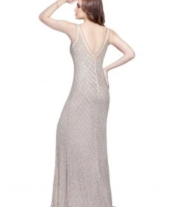 Primavera Couture - 3017 Beaded Illusion V-neck Sheath Dress Formal Gowns 9 Primavera Couture - 3017 Beaded Illusion V-neck Sheath Dress Formal Gowns