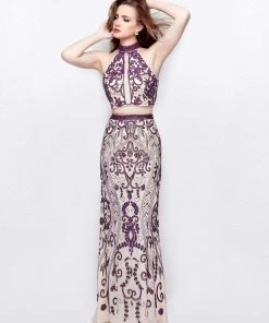 Primavera Couture - 3023 Two-Piece Halter Evening Gown