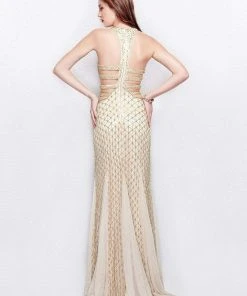 Formal Gowns Primavera Couture - 3035 Halter Embellished Strappy Back Evening Gown