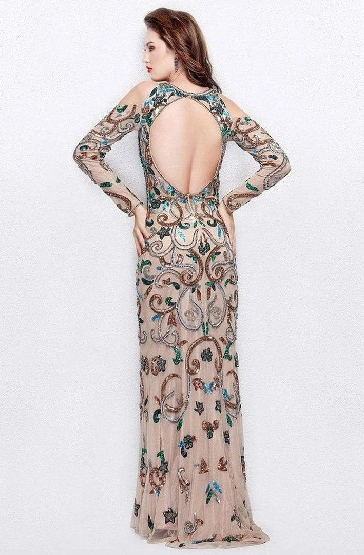 Primavera Couture - 3044 Sequined Jewel Long Sleeves Gown 6 Primavera Couture - 3044 Sequined Jewel Long Sleeves Gown