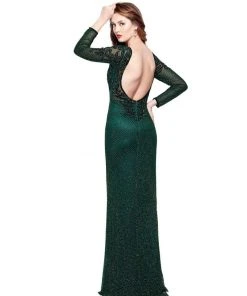 Primavera Couture - 3051 Embellished Low Scoop Back Sheath Gown Formal Gowns