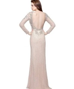 Primavera Couture - 3051 Embellished Low Scoop Back Sheath Gown Formal Gowns