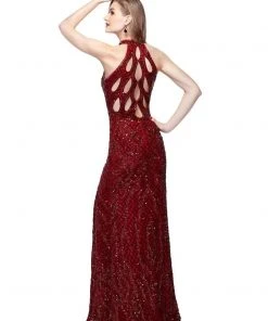 Primavera Couture - 3059 Halter Sequined Fancy Back Evening Gown 7 Primavera Couture - 3059 Halter Sequined Fancy Back Evening Gown