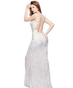 Primavera Couture - 3060 Deep V-Neck Sequined Strappy Back Gown 7 Primavera Couture - 3060 Deep V-Neck Sequined Strappy Back Gown