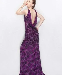 Formal Gowns Primavera Couture - 3062 Sequined Jewel Gown With Slit
