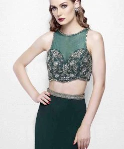 Primavera Couture - 3063 Two-Piece Beaded Bateau Evening Gown Formal Gowns