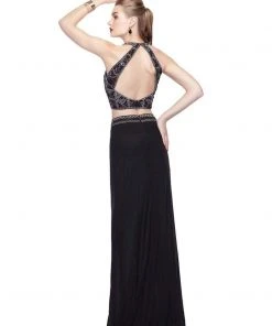 Primavera Couture - 3064 Glittering Two-Piece Halter Evening Gown Formal Gowns
