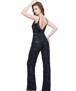 Plus Size Dresses Primavera Couture - 3072 Thin Strap Embellished Jumpsuit