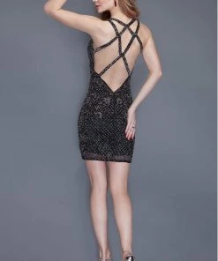 Cocktail Dresses Primavera Couture - 3105 Fully Beaded Strappy Back Short Party Dress