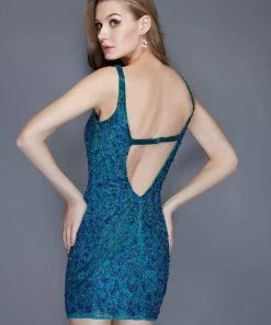 Primavera Couture - 3115 Fully Beaded Plunging Sweetheart Sheath Dress