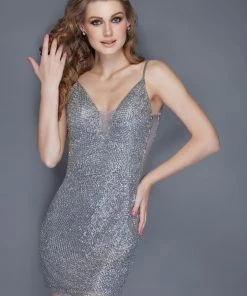 Primavera Couture - 3120 Spaghetti Straps V Neck Sequin Fitted Dress Cocktail Dresses