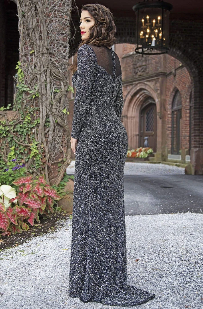 Formal Gowns Primavera Couture - 3180 Sequined Long Sleeves Evening Gown 4 Formal Gowns Primavera Couture - 3180 Sequined Long Sleeves Evening Gown