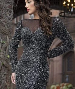 Formal Gowns Primavera Couture - 3180 Sequined Long Sleeves Evening Gown 10 Formal Gowns Primavera Couture - 3180 Sequined Long Sleeves Evening Gown