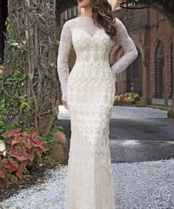 Formal Gowns Primavera Couture - 3181 Sequined Long Sleeves Sheath Gown