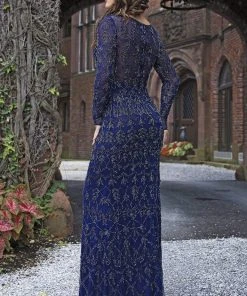 Formal Gowns Primavera Couture - 3181 Sequined Long Sleeves Sheath Gown