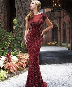 Primavera Couture - 3190 Bead Embellished Fitted Evening Gown