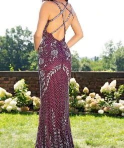 Primavera Couture - 3202 Embellished Plunging V-neck Trumpet Dress Formal Gowns 18 Primavera Couture - 3202 Embellished Plunging V-neck Trumpet Dress Formal Gowns