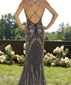 Primavera Couture - 3202 Embellished Plunging V-neck Trumpet Dress Formal Gowns 15 Primavera Couture - 3202 Embellished Plunging V-neck Trumpet Dress Formal Gowns