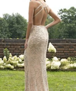 Primavera Couture - 3204 Swirl-Beaded Cut-In Sheath Gown 15 Primavera Couture - 3204 Swirl-Beaded Cut-In Sheath Gown