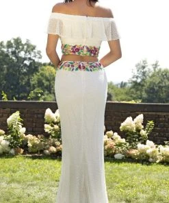 Primavera Couture - 3215 Two-Piece Floral Sequined Off Shoulder Gown 10 Primavera Couture - 3215 Two-Piece Floral Sequined Off Shoulder Gown