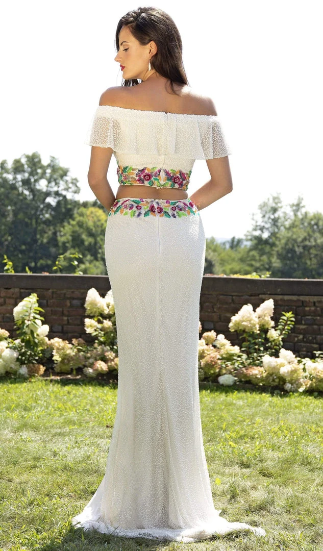 Primavera Couture - 3215 Two-Piece Floral Sequined Off Shoulder Gown 4 Primavera Couture - 3215 Two-Piece Floral Sequined Off Shoulder Gown