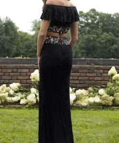 Primavera Couture - 3215 Two-Piece Floral Sequined Off Shoulder Gown 13 Primavera Couture - 3215 Two-Piece Floral Sequined Off Shoulder Gown