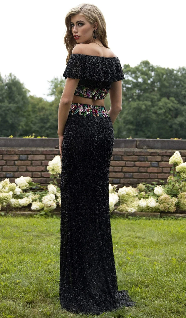 Primavera Couture - 3215 Two-Piece Floral Sequined Off Shoulder Gown 7 Primavera Couture - 3215 Two-Piece Floral Sequined Off Shoulder Gown