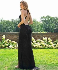 Primavera Couture - 3218 Embellished High Halter Sheath Dress Formal Gowns