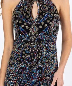 Formal Gowns Primavera Couture - 3219 Bead Embellished Gown With Slit 10 Formal Gowns Primavera Couture - 3219 Bead Embellished Gown With Slit