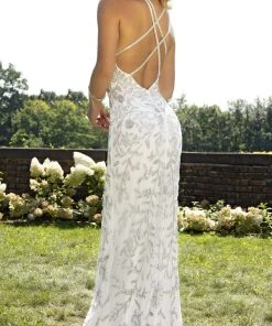 Primavera Couture - 3220 Beaded Trailing Foliage High Slit Gown 16 Primavera Couture - 3220 Beaded Trailing Foliage High Slit Gown