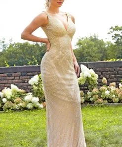 Primavera Couture - 3234 Embellished Plunging V-neck Fitted Dress 11 Primavera Couture - 3234 Embellished Plunging V-neck Fitted Dress