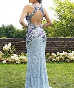 Primavera Couture - 3240 Sequined Halter Sheath Dress With Train 11 Primavera Couture - 3240 Sequined Halter Sheath Dress With Train