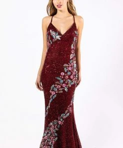 Primavera Couture - 3243 Vibrant Contrast Floral Beaded Gown Formal Gowns